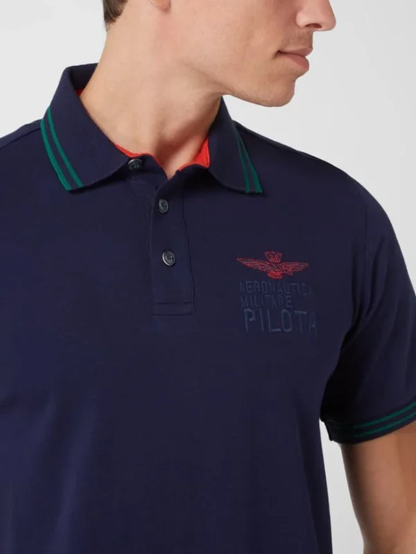 Brandneu ? Aeronautica Militare Poloshirt Mit Stickerei – Marineblau ? 4