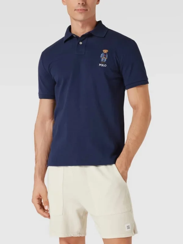 Auslauf ⭐ Polo Ralph Lauren Custom Slim Fit Poloshirt Mit Label-Stitching – Marineblau ✔️ 5