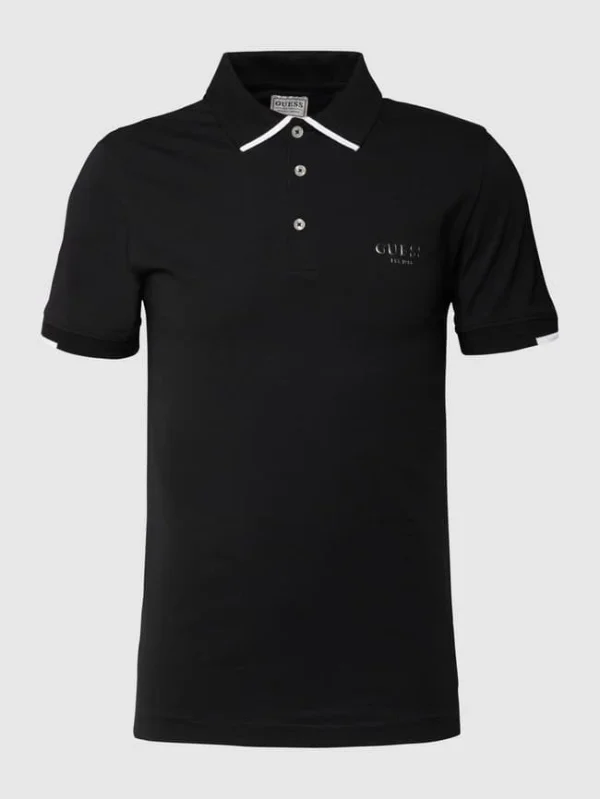 Guess Poloshirt Mit Label-Print – Schwarz 3
