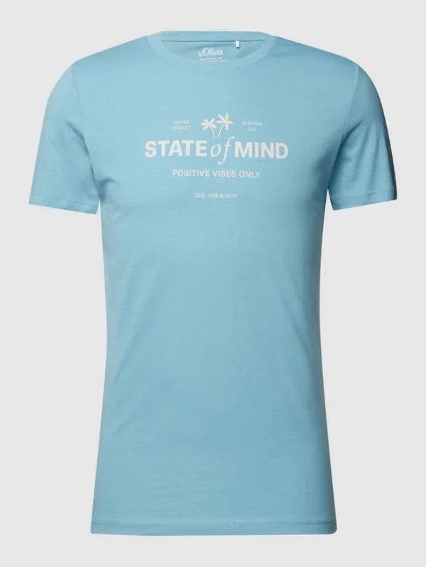 Billig ⌛ S.Oliver RED LABEL T-Shirt Mit Label-Print – Hellblau ? 3