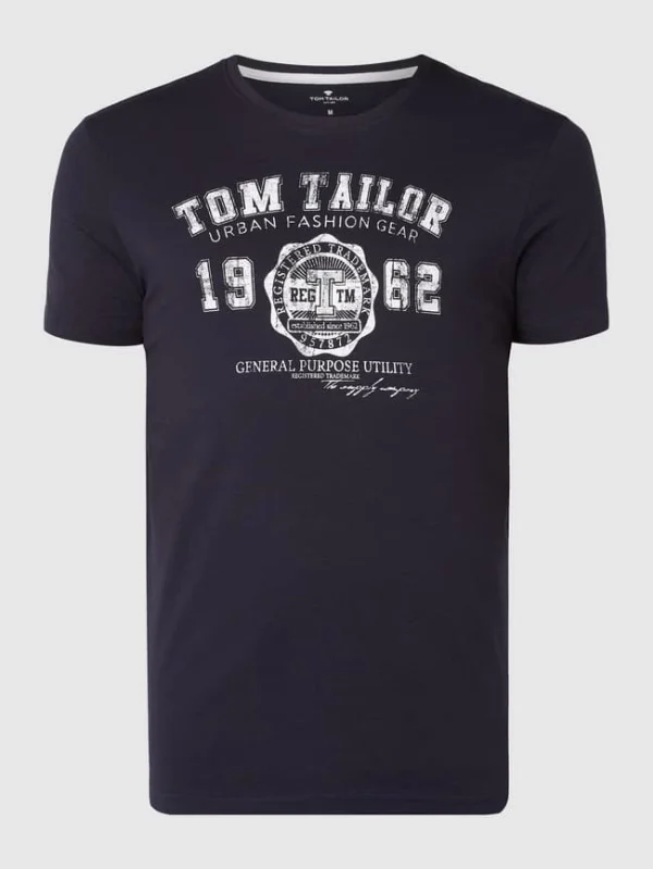 Aktion ✨ Tom Tailor T-Shirt Mit Logo-Print – Marineblau ? 3