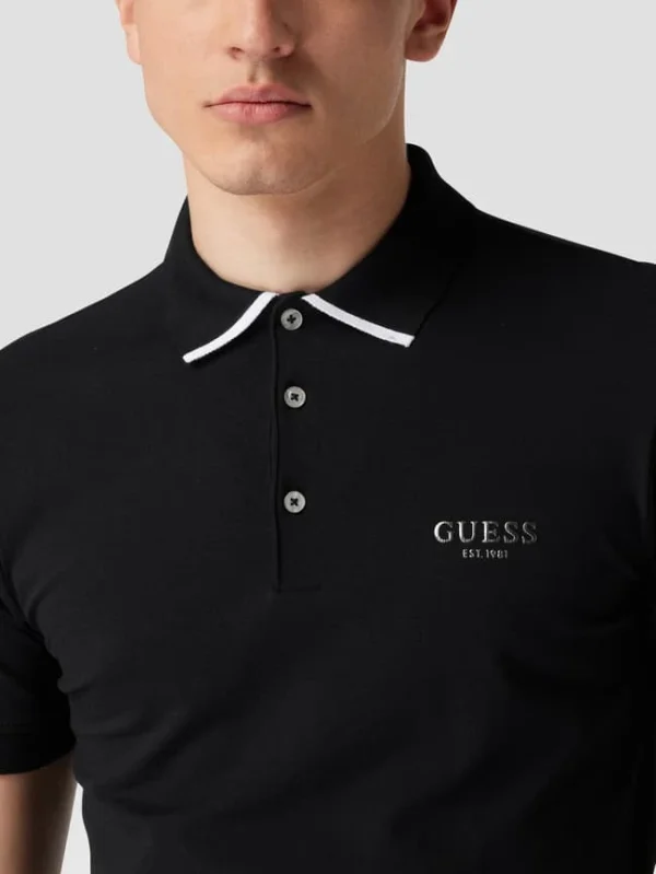 Guess Poloshirt Mit Label-Print – Schwarz 4