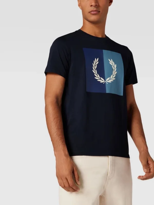 Angebote ? Fred Perry T-Shirt Mit Label-Print Modell ‘Laurel’ – Marineblau ? 4