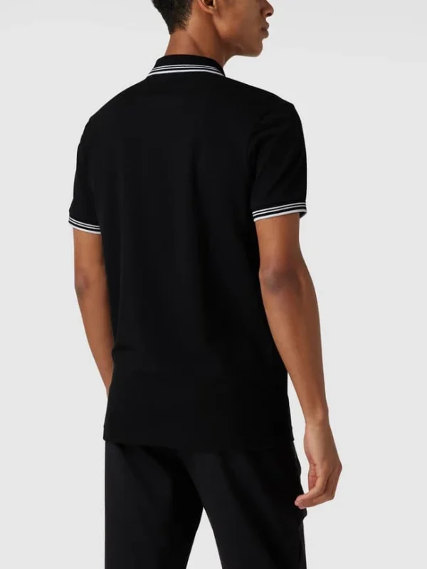 BOSS Athleisurewear Slim Fit Poloshirt Mit Kontraststreifen Modell ‚Paul Curved‘ – Schwarz 6