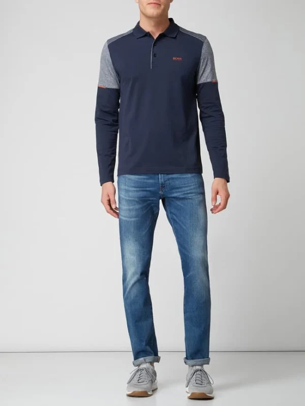 BOSS Athleisurewear Slim Fit Poloshirt Mit Langen Ärmeln Modell ‚Pleesy‘ – Marineblau 1