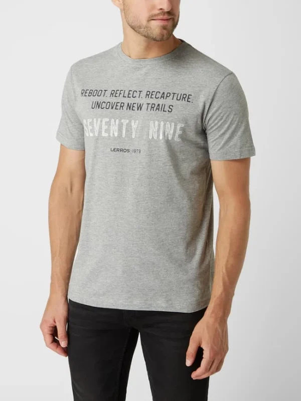 Lerros T-Shirt Aus Baumwolle – Mittelgrau Meliert 5