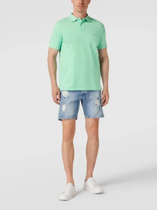 Rabatt ? Polo Ralph Lauren Custom Slim Fit Poloshirt Mit Label-Stitching – Aqua Blau ✨ 1