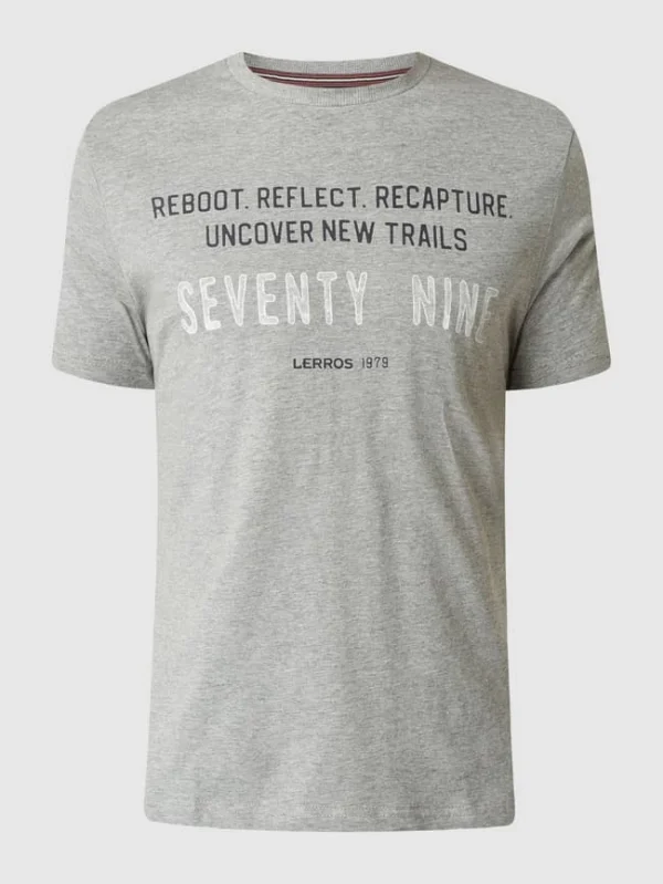 Lerros T-Shirt Aus Baumwolle – Mittelgrau Meliert 3