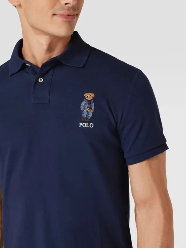 Auslauf ⭐ Polo Ralph Lauren Custom Slim Fit Poloshirt Mit Label-Stitching – Marineblau ✔️ 4