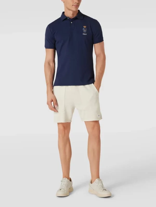 Auslauf ⭐ Polo Ralph Lauren Custom Slim Fit Poloshirt Mit Label-Stitching – Marineblau ✔️ 1
