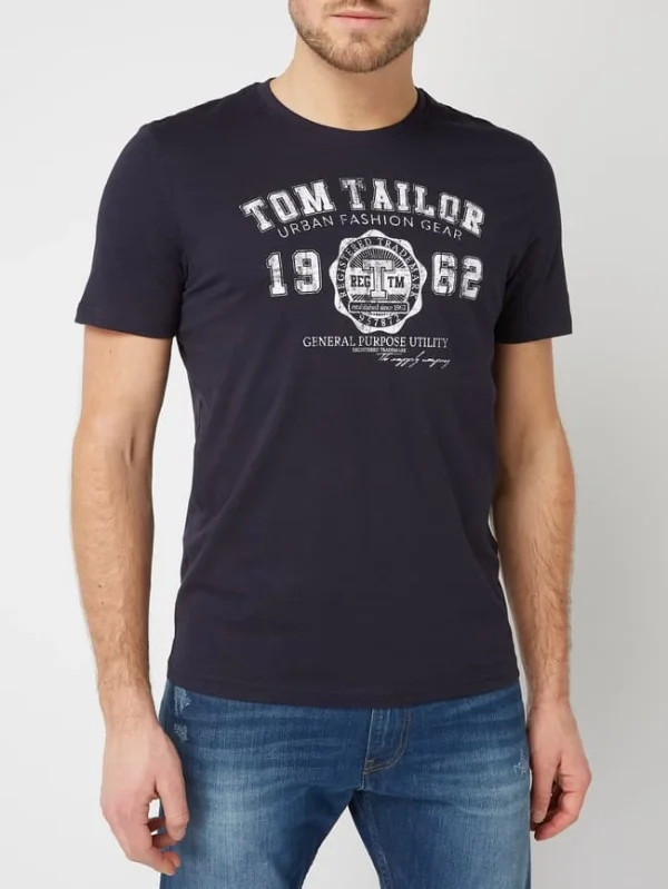 Aktion ✨ Tom Tailor T-Shirt Mit Logo-Print – Marineblau ? 5
