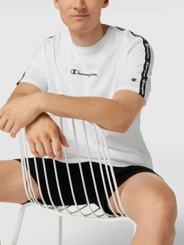 CHAMPION T-Shirt Mit Galonstreifen Modell ‚CN LOGOTAPE‘ – Weiß 4