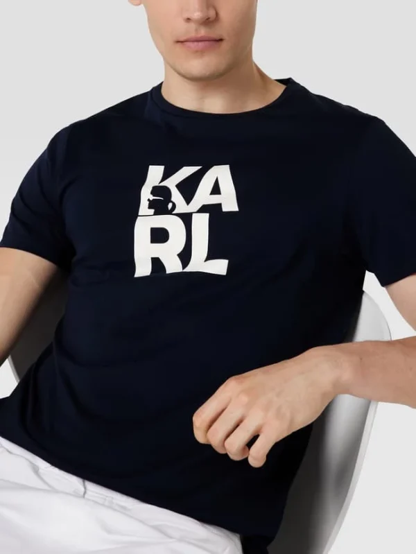 Rabatt ? Karl Lagerfeld Beachwear T-Shirt Mit Label-Print – Marineblau ? 4