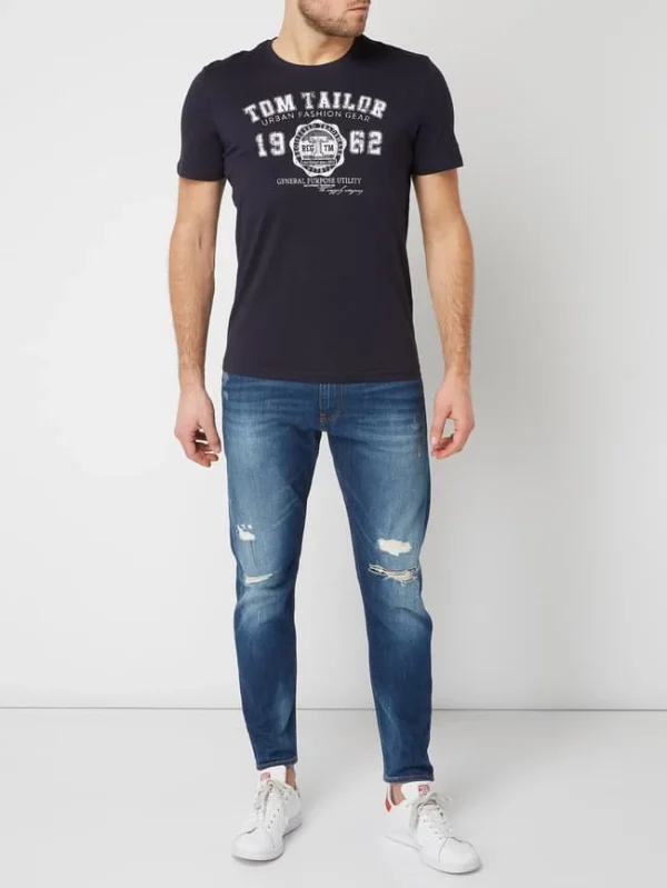 Aktion ✨ Tom Tailor T-Shirt Mit Logo-Print – Marineblau ? 1