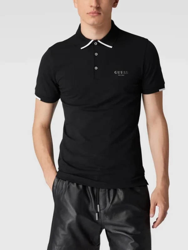 Guess Poloshirt Mit Label-Print – Schwarz 5