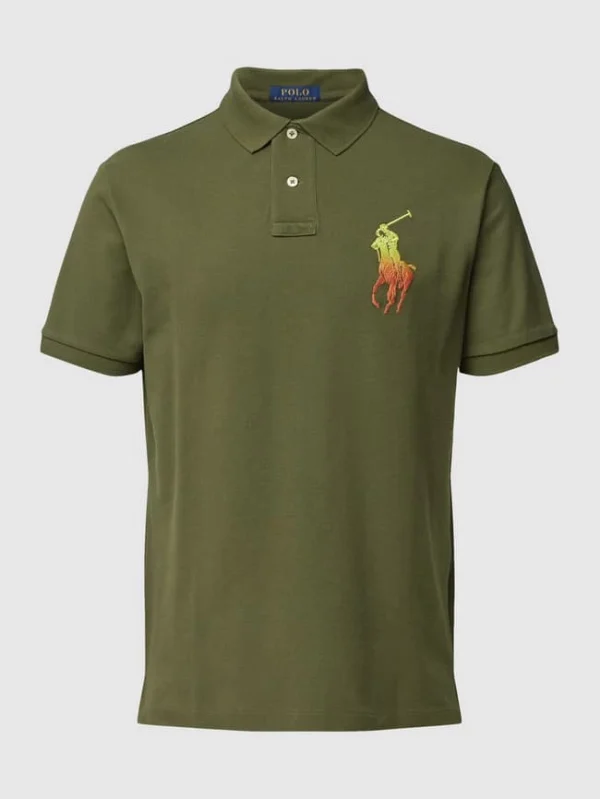 Polo Ralph Lauren Custom Slim Fit Poloshirt Mit Label-Stitching – Dunkelgrün 3