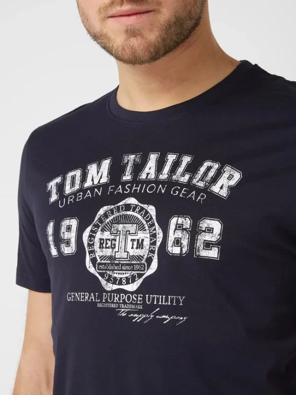 Aktion ✨ Tom Tailor T-Shirt Mit Logo-Print – Marineblau ? 4