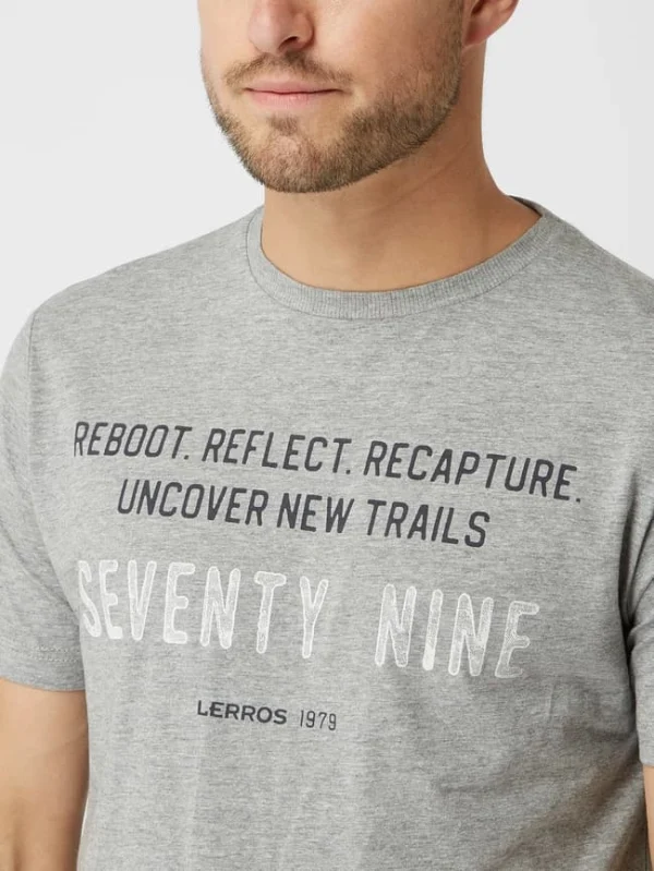 Lerros T-Shirt Aus Baumwolle – Mittelgrau Meliert 4