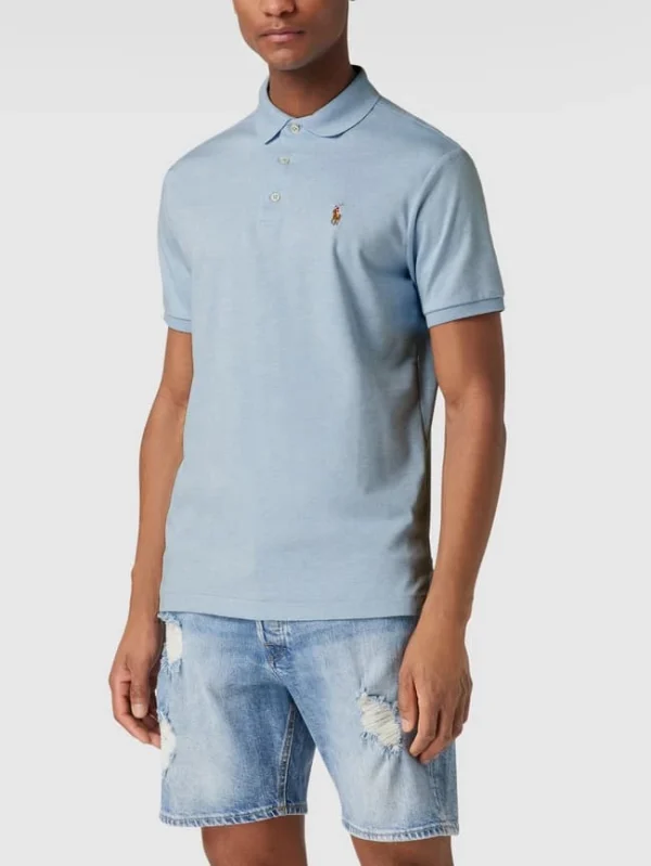 Neu ? Polo Ralph Lauren Custom Slim Fit Poloshirt Mit Logo-Stitching – Blau ? 5