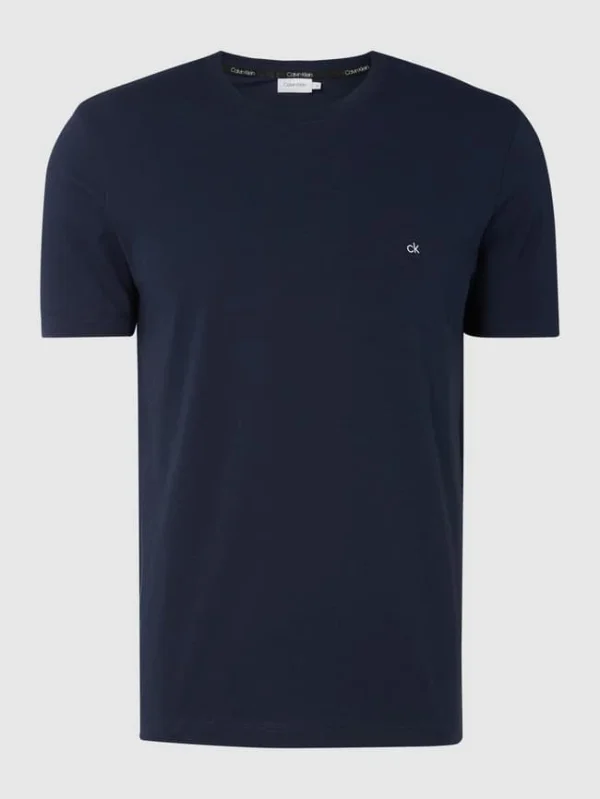 Bestpreis ? CK Calvin Klein T-Shirt Mit Logo-Stickerei – Marineblau ? 1