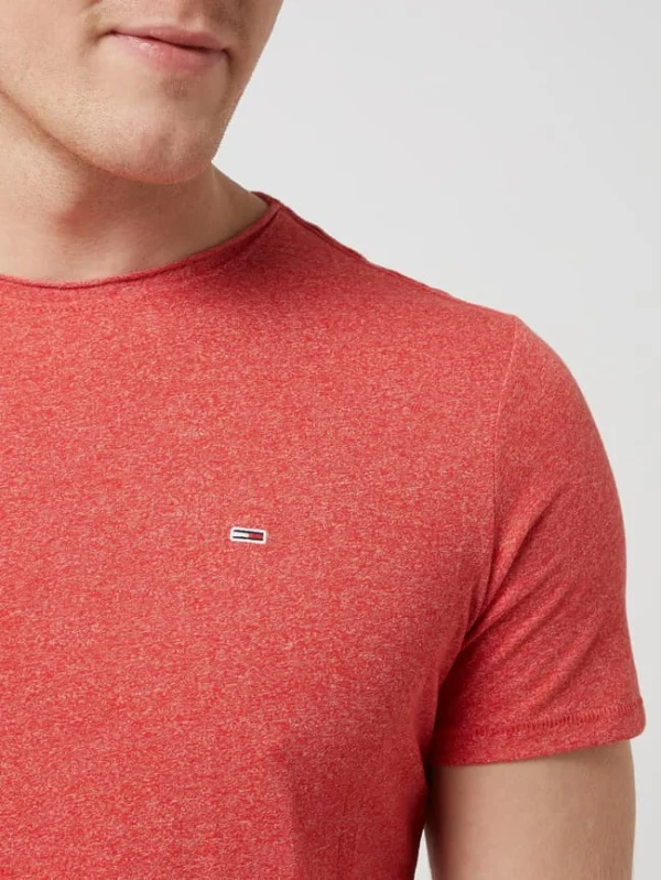 Großhandel ? Tommy ? Jeans Slim Fit T-Shirt Mit Logo-Stickerei Modell ‘Jaspe’ – Rot Meliert ? 4